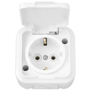 Розетка одинарная с крышкой IP54 с/з РА16-297